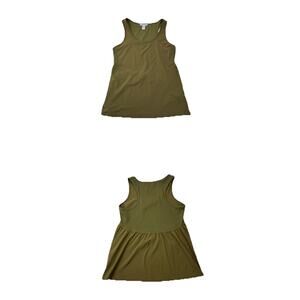 Athleta Women's Small S Passenger Tank Top Ribbed‎ Peplum Acacia Olive Green